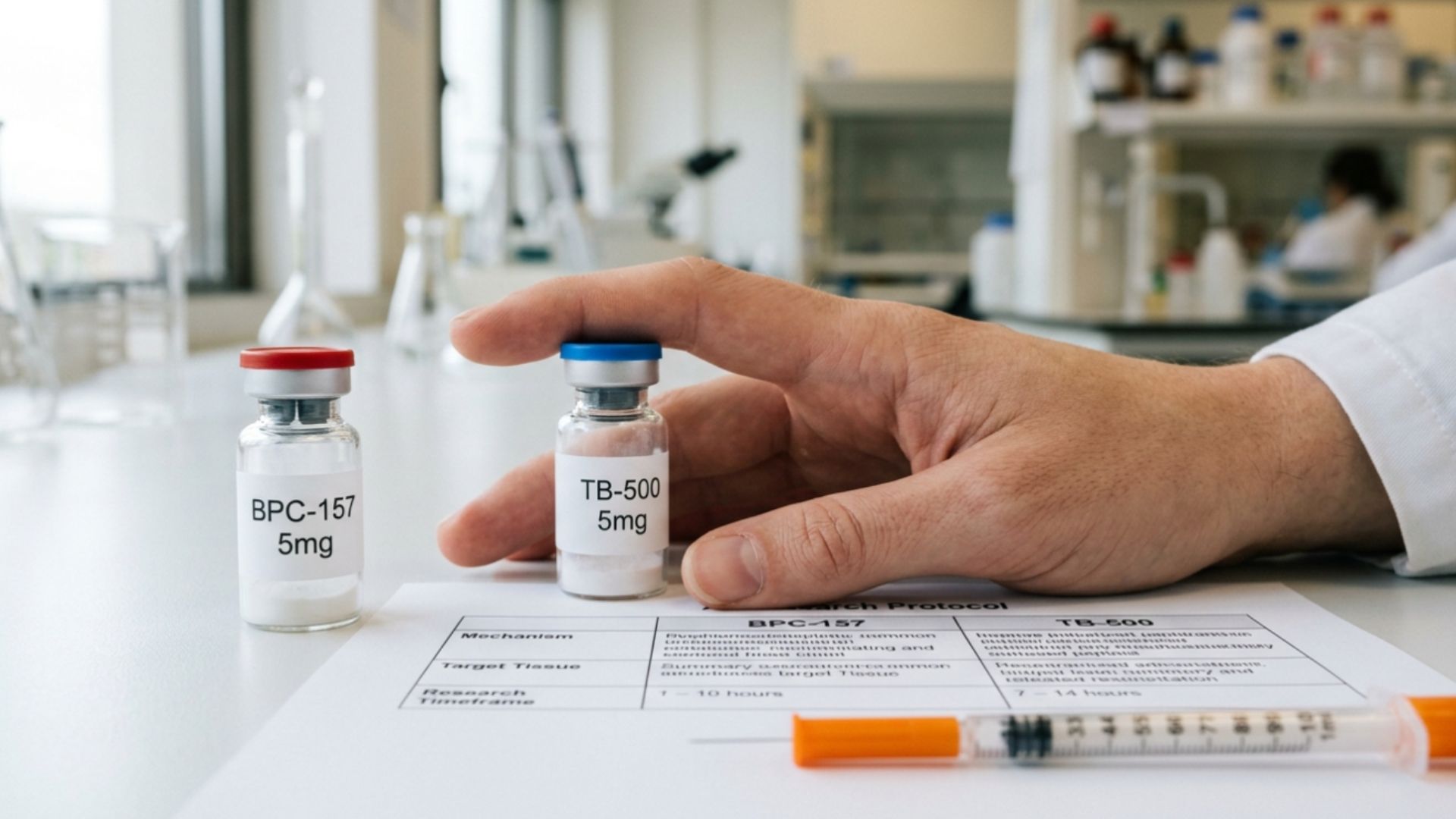 BPC-157 and TB-500 peptide research comparison chart