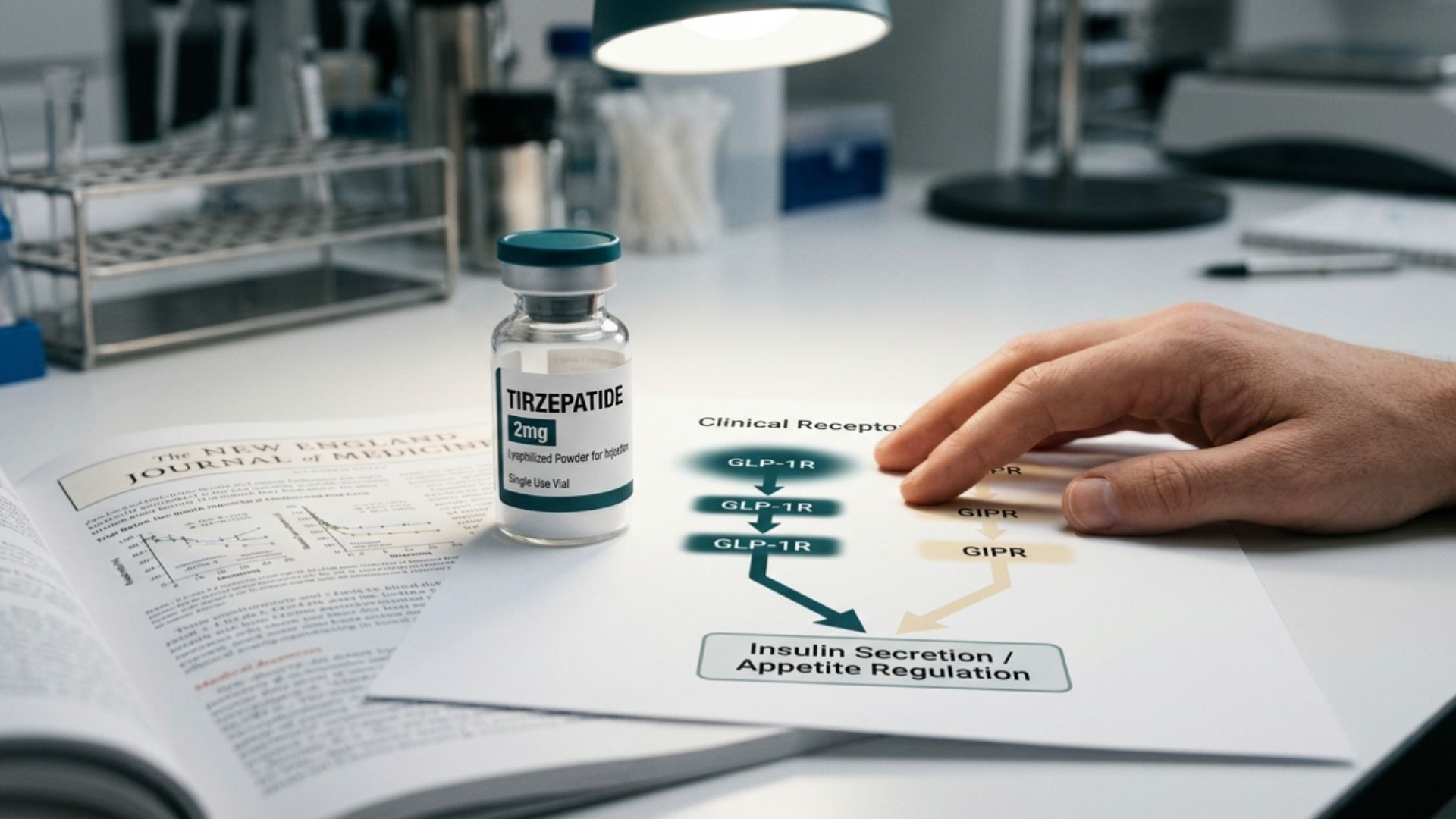 Tirzepatide molecular structure research illustration