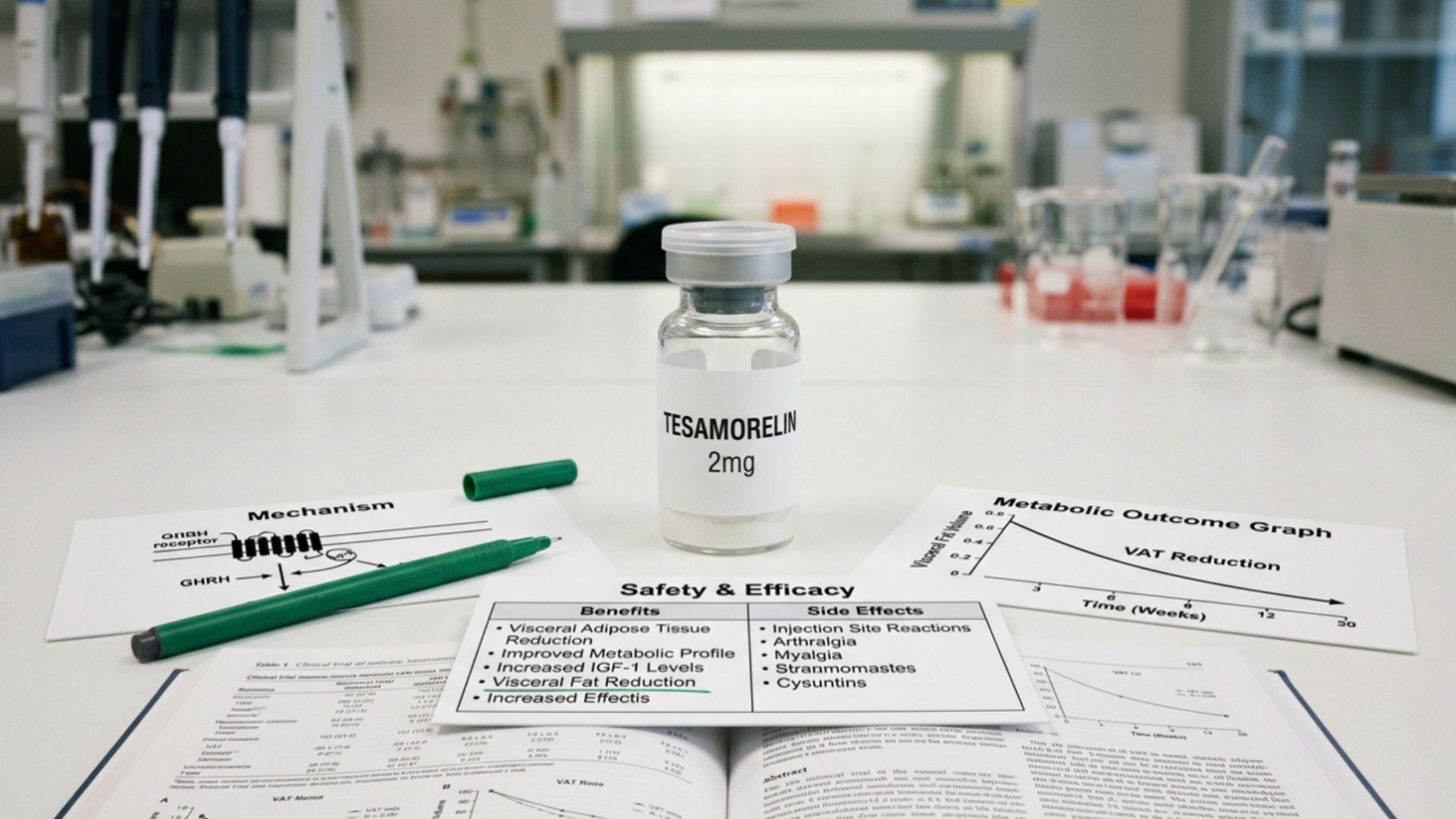 Tesamorelin peptide research on visceral fat reduction